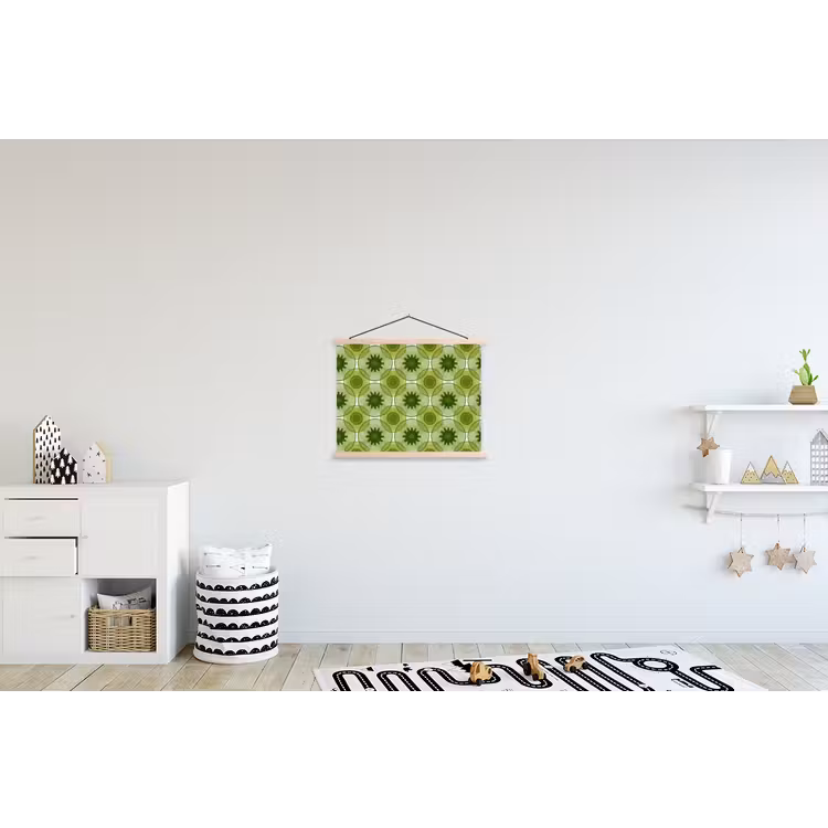 Cirkels - Patroon - Groen textielposter latten blank klein 122 -kinderkamer