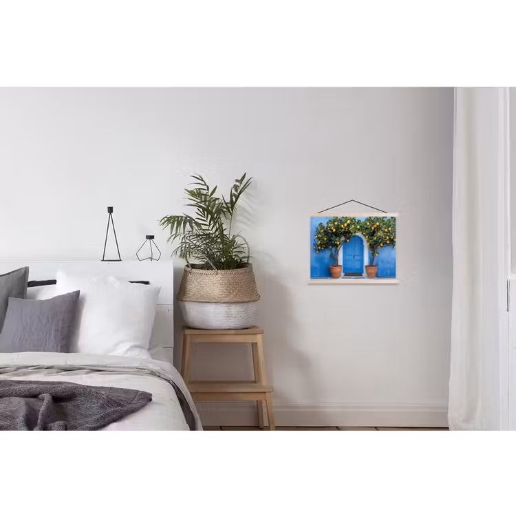 Citroenbomen - Geel - Deur - Potten textielposter latten blank klein -woonkamer