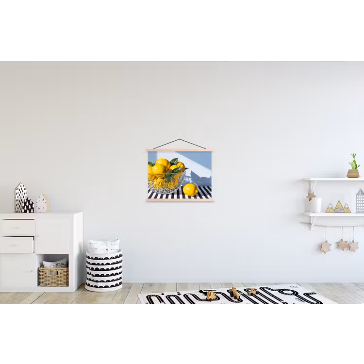 Schoolplaat - Citroenen - Fruit - Geel - Citroenen - Fruit - Geel textielposter latten blank klein