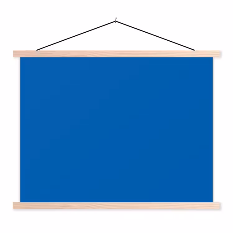 Classic - Azure - Blauw textielposter latten blank klein 122 -3d