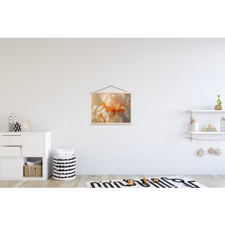 Close up - Oranje - Iris textielposter latten blank klein -kinderkamer