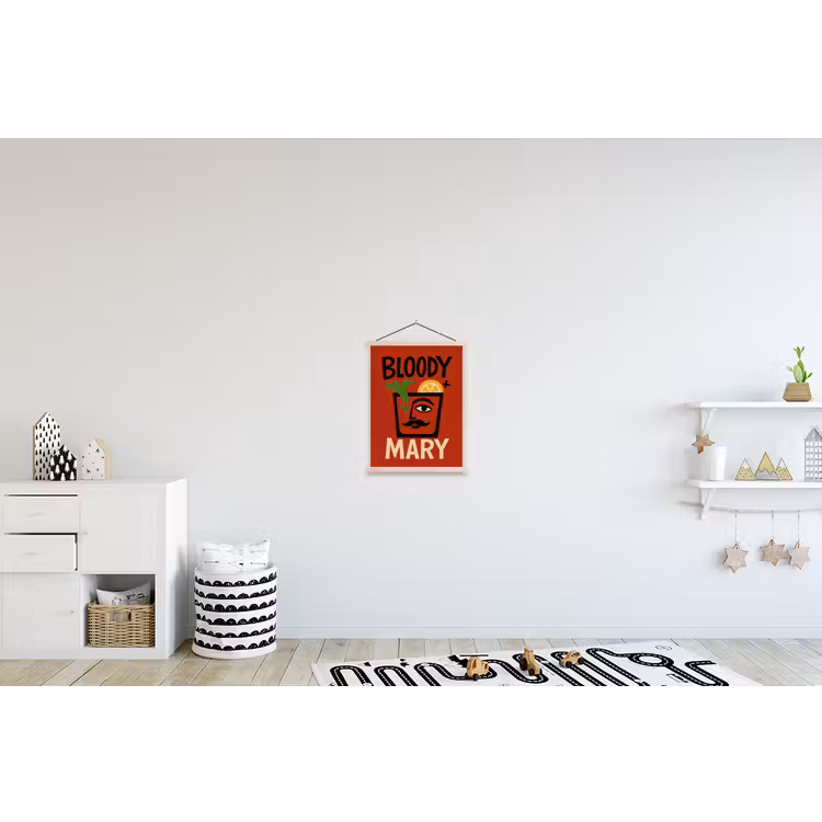 Cocktail - Art - Rood textielposter latten blank klein -kinderkamer