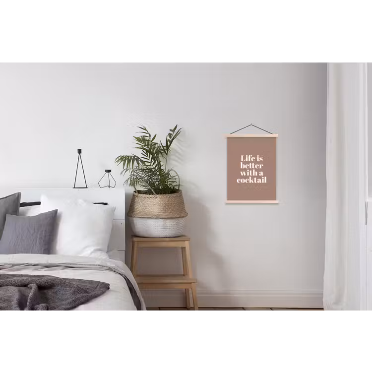 Cocktail - Tekst - Patroon - Wit textielposter latten blank klein -woonkamer