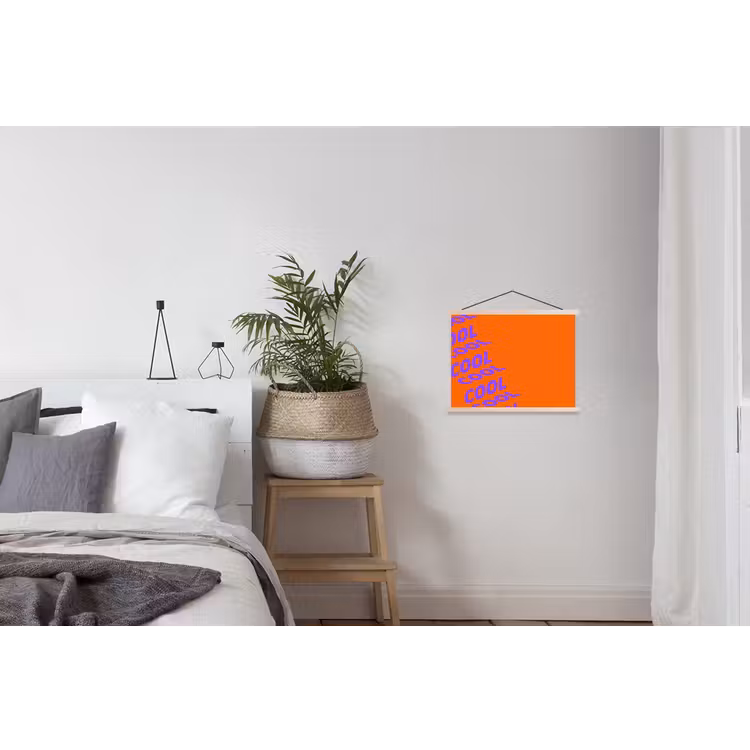 Cool - Paars - Oranje textielposter latten blank klein -woonkamer