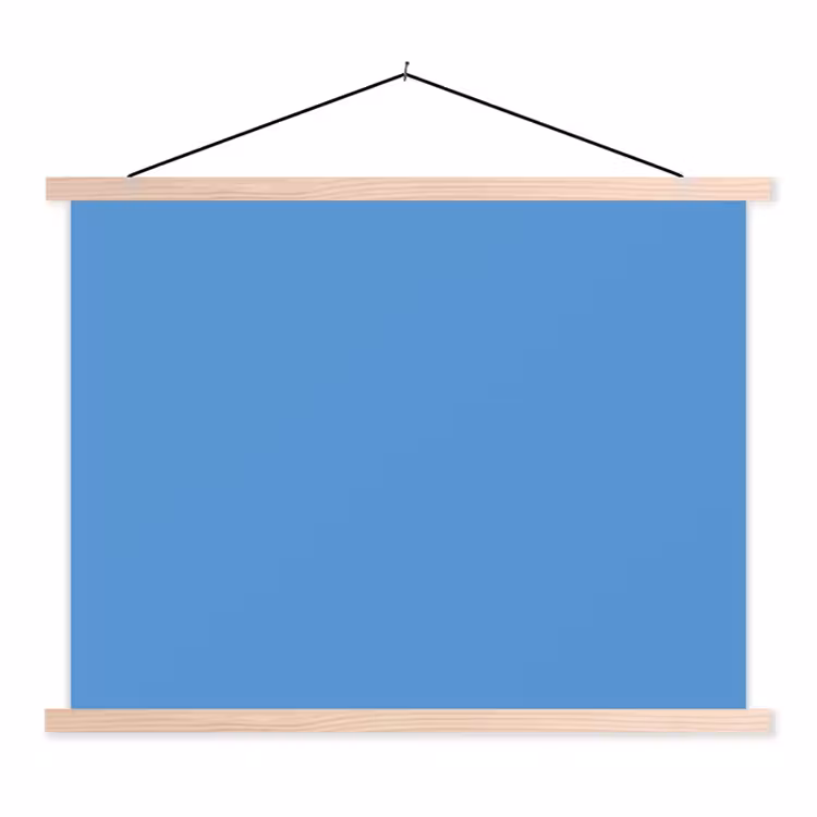 Cornflower - Blue - Blauw textielposter latten blank klein 122 -3d