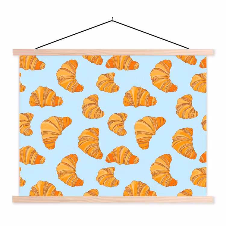 Croissant - Speels - Blauw textielposter latten blank klein 122 -3d