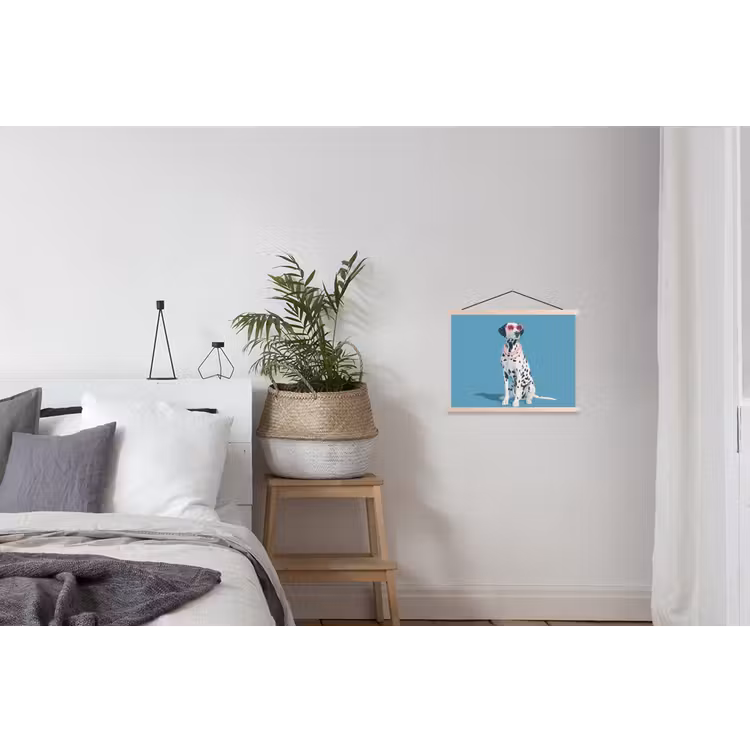 Dalmatiër - Zonnebril - Blauw textielposter latten blank klein -woonkamer