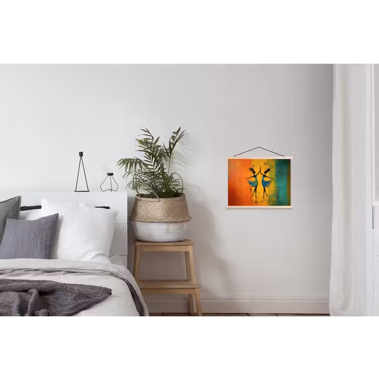 Dansen - Vrouwen - Verfstructuur textielposter latten blank klein -woonkamer