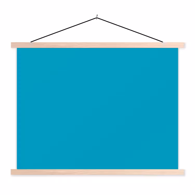 Deep - Turquoise - Turkoois textielposter latten blank klein 122 -3d