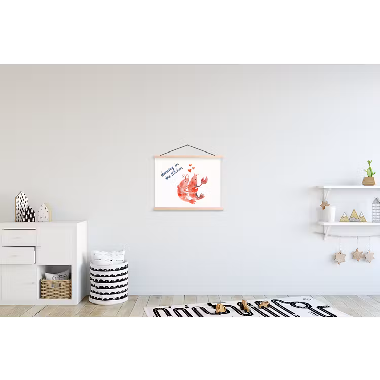 Dier - Dans - Liefde - Waterverf - Rood textielposter latten blank klein -kinderkamer