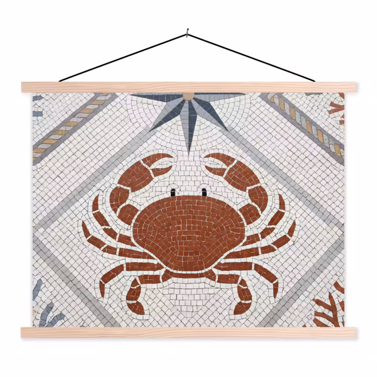 Dier - Mozaïek - Zee - Klassiek - Bruin textielposter latten blank klein -3d