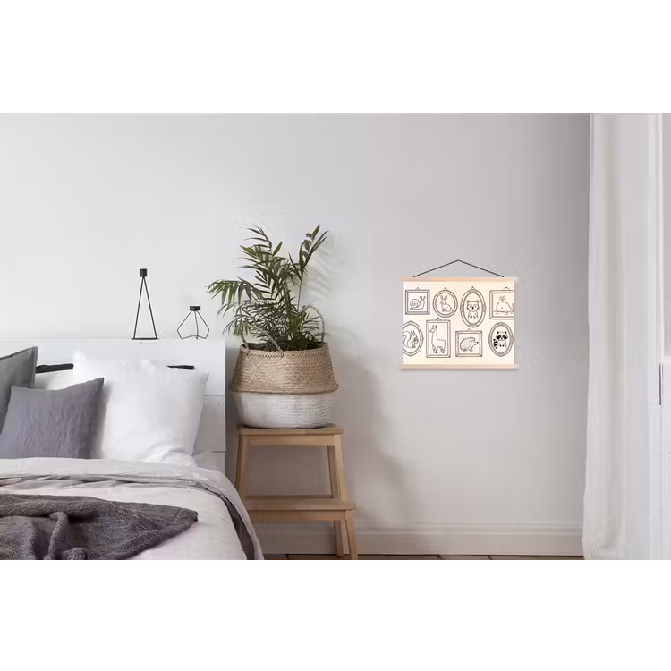 Dieren - Illustratie - Lijsten - Galerij - Speels textielposter latten blank klein -woonkamer