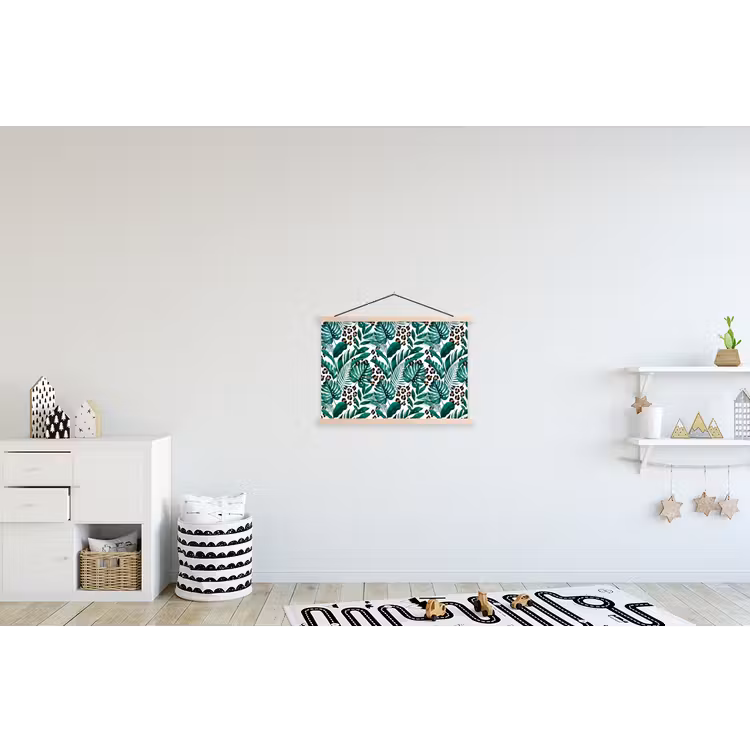 Dierenprint - Panter - Bladeren - Tropisch - Jungle textielposter latten blank klein -kinderkamer