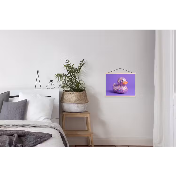 Disco - Eend - Paars textielposter latten blank klein -woonkamer