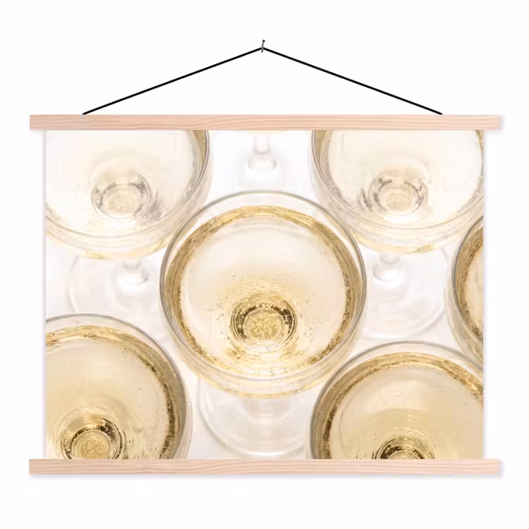 Drank - Glazen - Feest - Goud textielposter latten blank klein -3d