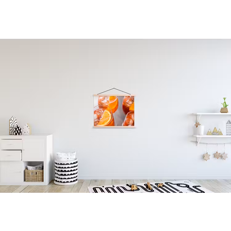 Drank - Sinaasappel - IJs - Zomer - Oranje textielposter latten blank klein -kinderkamer