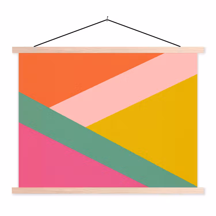 Driehoeken - Kleurrijk - Abstract textielposter latten blank klein -3d