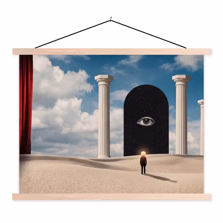 Schoolplaat - Droom - Woestijn - Oog - Droom - Woestijn - Oog textielposter latten blank klein