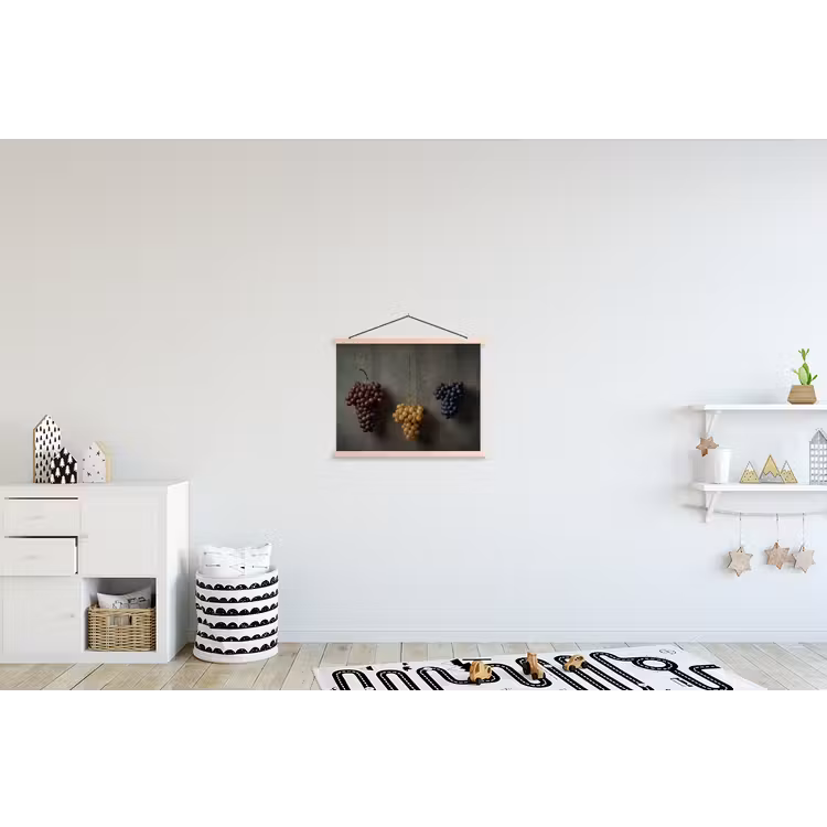 Druiven - Kleurrijk - Muur textielposter latten blank klein -kinderkamer
