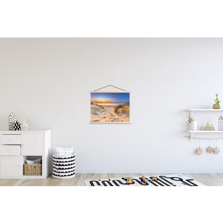Duin - Zonsondergang - Horizon - Strand - Gras textielposter latten blank klein -kinderkamer