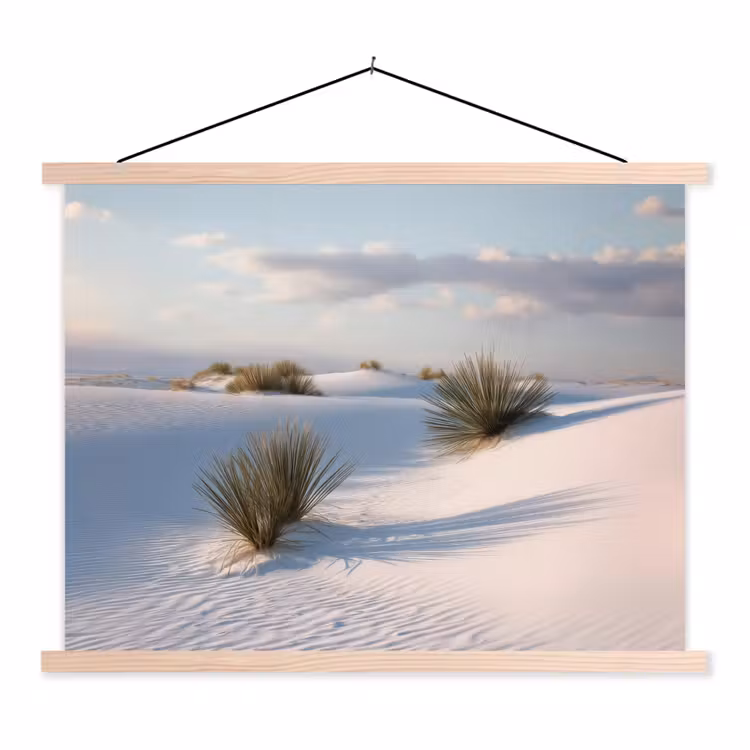 Duinen - Gras - Wolken - Beige textielposter latten blank klein -3d