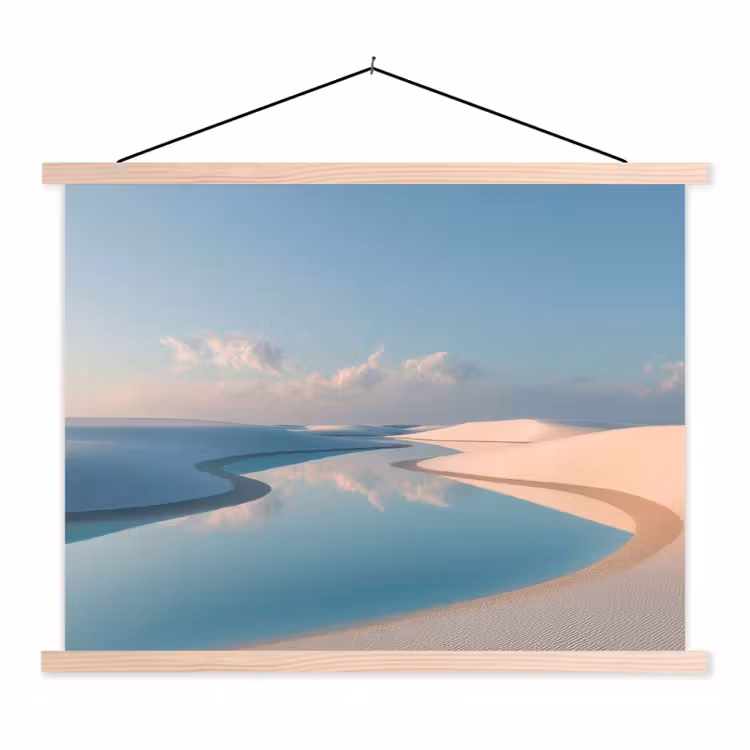 Duinen - Waterplas - Oneindige rust textielposter latten blank klein -3d
