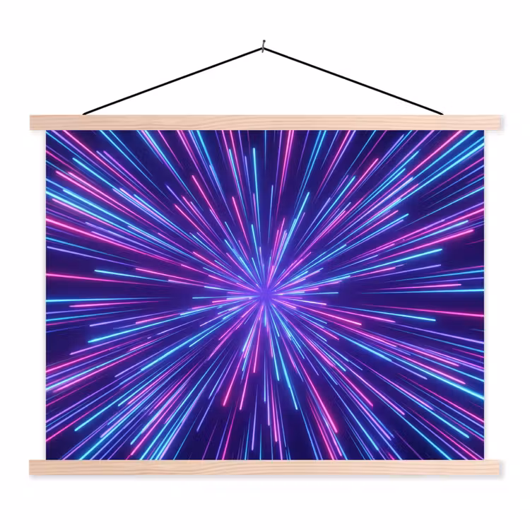 Dynamisch - Ruimte - Kleurrijk textielposter latten blank klein -3d