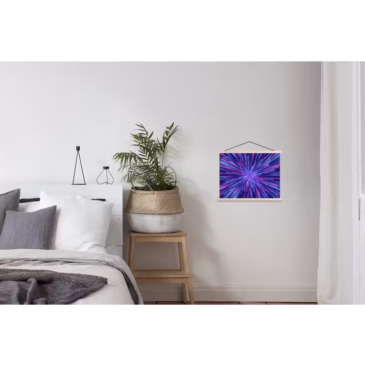 Dynamisch - Ruimte - Kleurrijk textielposter latten blank klein -woonkamer