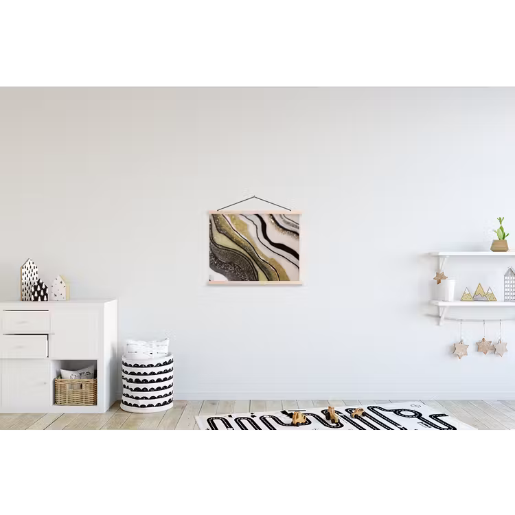 De binnenkant van een agaten met een gouden kleur uit de natuur textielposter latten blank klein -kinderkamer