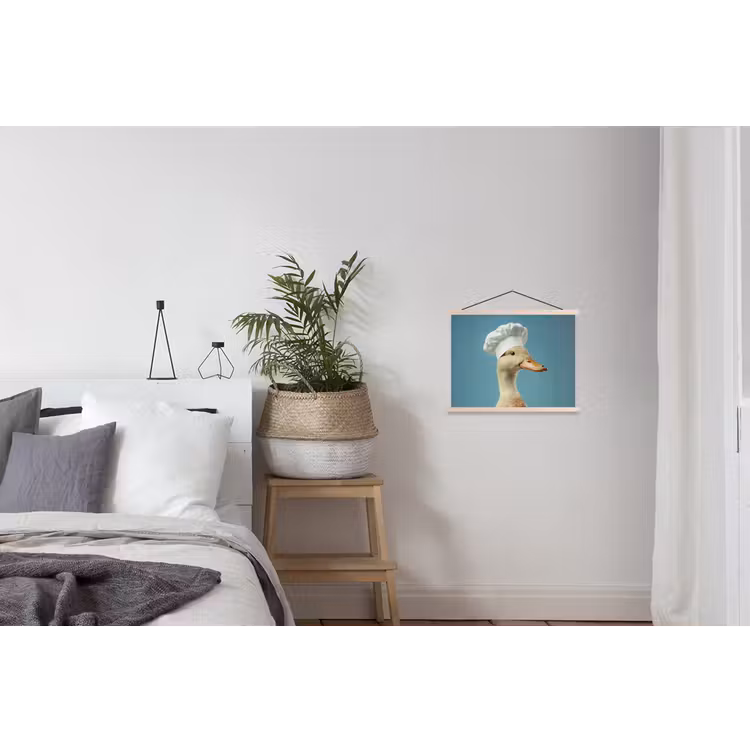 Eend - Koksmuts - Cute - Vogel textielposter latten blank klein -woonkamer