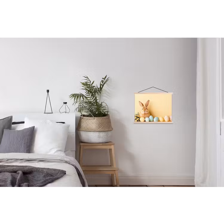 Eieren -  Konijn - Pasteltinten textielposter latten blank klein -woonkamer