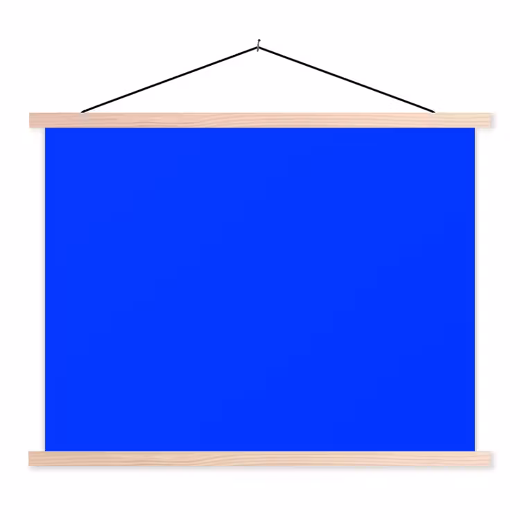 Electric - Blue - Blauw textielposter latten blank klein 122 -3d