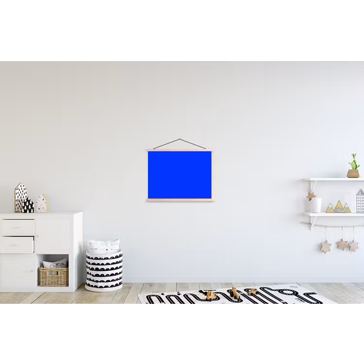 Electric - Blue - Blauw textielposter latten blank klein 122 -kinderkamer