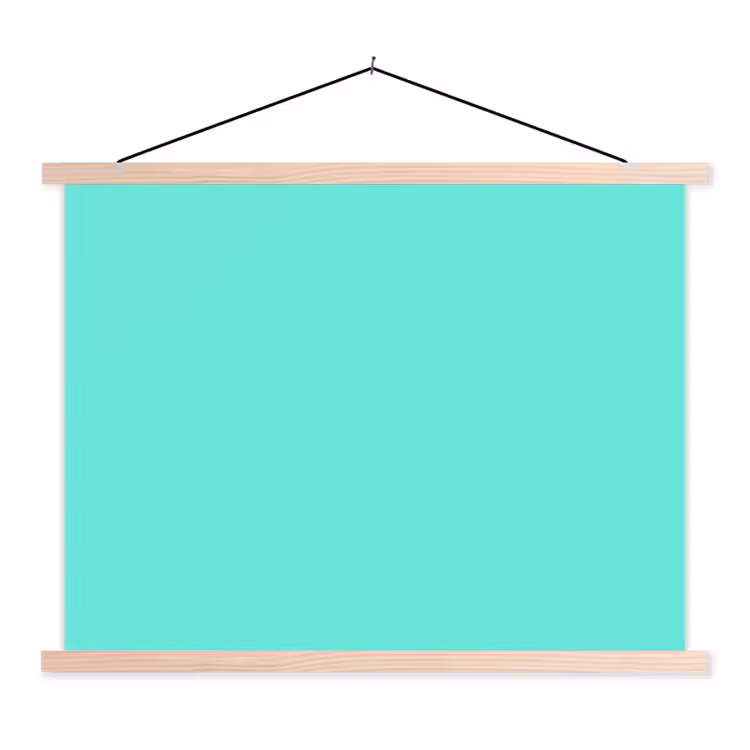 Electric - Cyan - Turkoois textielposter latten blank klein 122 -3d
