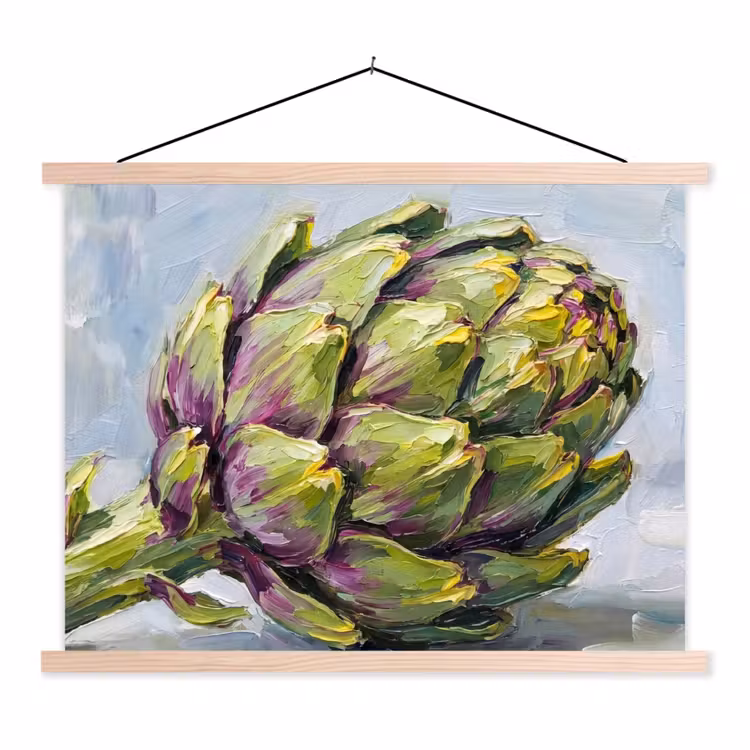 Schoolplaat - Eten - Artisjok - Modern - Eten - Artisjok - Modern textielposter latten blank klein
