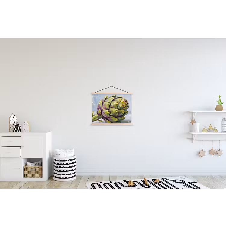 Schoolplaat - Eten - Artisjok - Modern - Eten - Artisjok - Modern textielposter latten blank klein