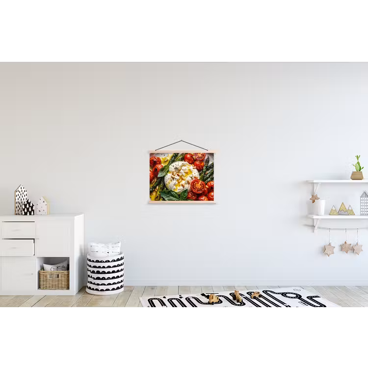 Eten - Groenten - Kaas - Modern - Vers textielposter latten blank klein -kinderkamer