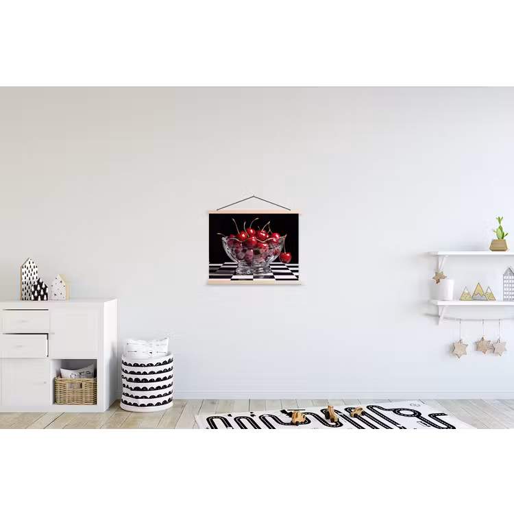 Schoolplaat - Eten - Kersen - Rood - Eten - Kersen - Rood textielposter latten blank klein