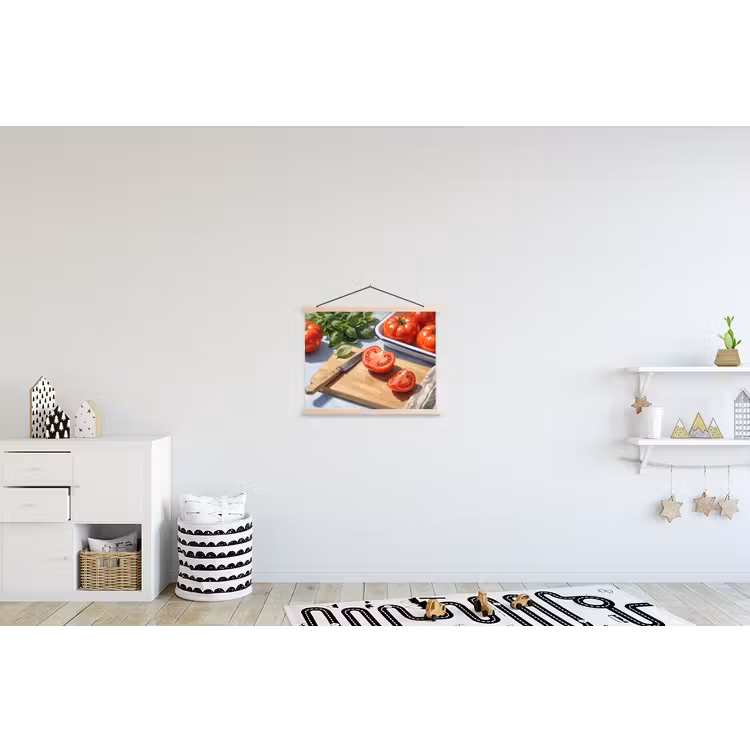 Eten - Keuken - Ingrediënten - Stillleven - Rood textielposter latten blank klein -kinderkamer
