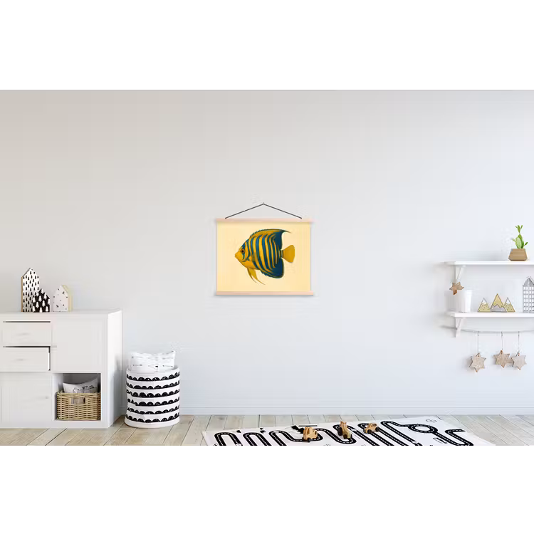 Felgeel - Vis - Strepen - Vinnen textielposter latten blank klein -kinderkamer