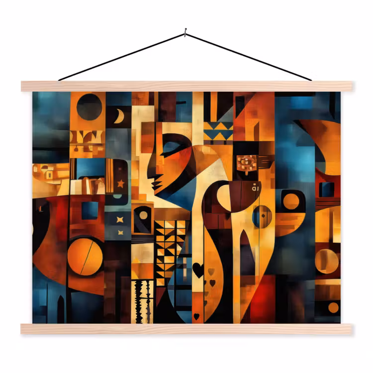 Figuren - Abstract - Symbolen textielposter latten blank klein -3d