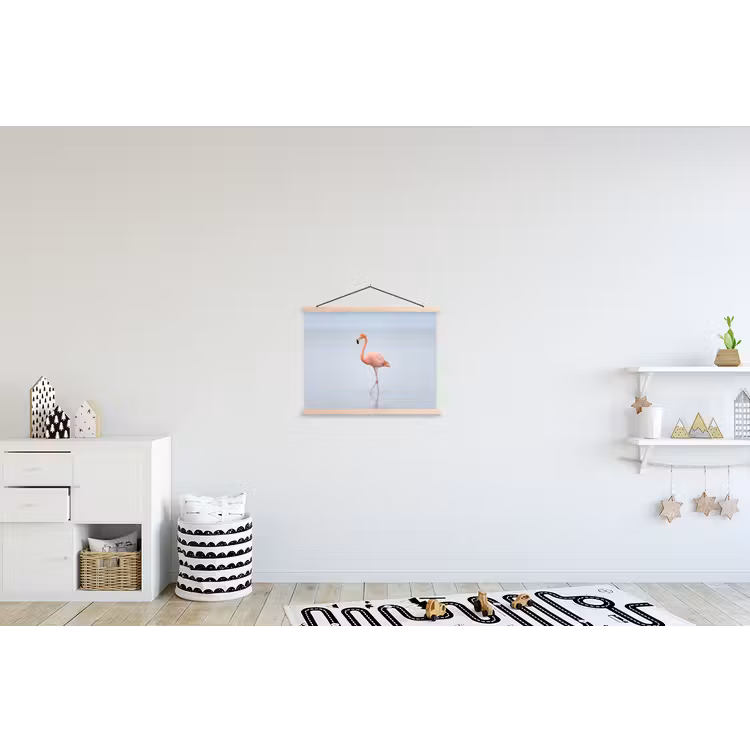 Flamingo - Zee - Roze textielposter latten blank klein -kinderkamer