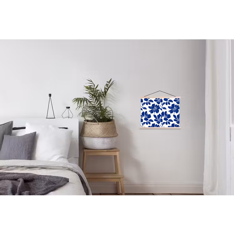 Floraal - Modern - Blauw textielposter latten blank klein 122 -woonkamer