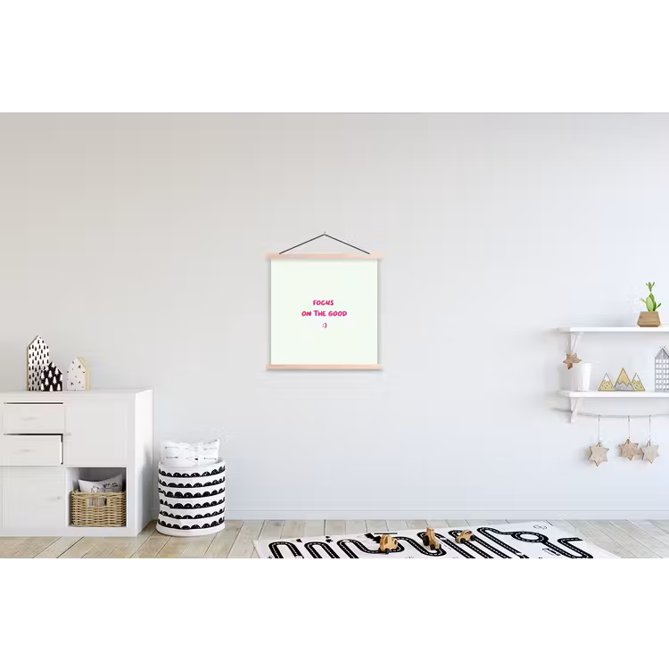 Focus - Beige - Roze - Smiley textielposter latten blank klein -kinderkamer