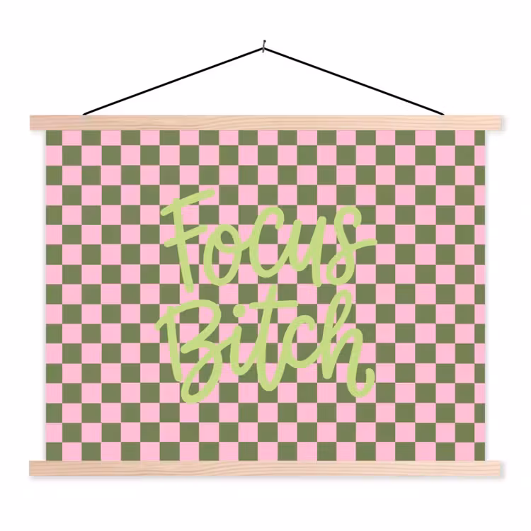 Focus - Vakken - Roze textielposter latten blank klein -3d