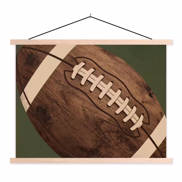 Football - Hout - Sport - Groen textielposter latten blank klein -3d