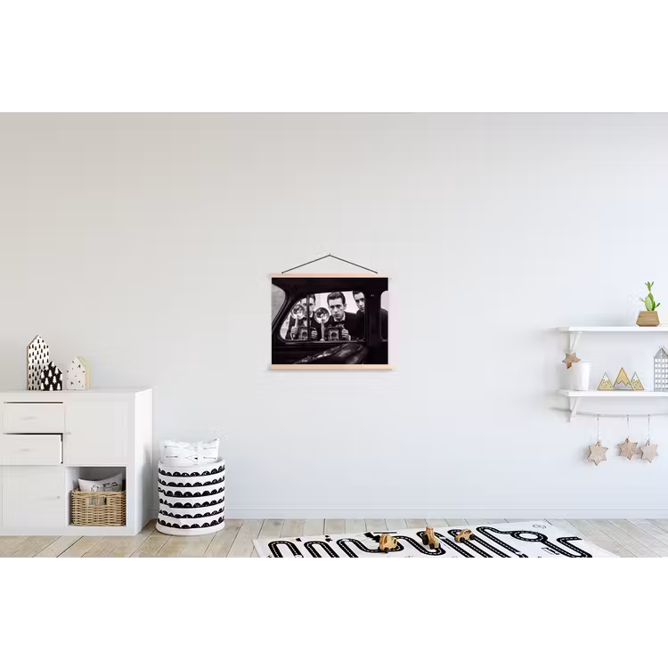 Fotograaf - Camera - Vintage - Journalistiek - Zwart-wit textielposter latten blank klein -kinderkamer