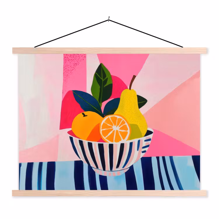 Fruit - Abstracte achtergrond - Roze textielposter latten blank klein -3d