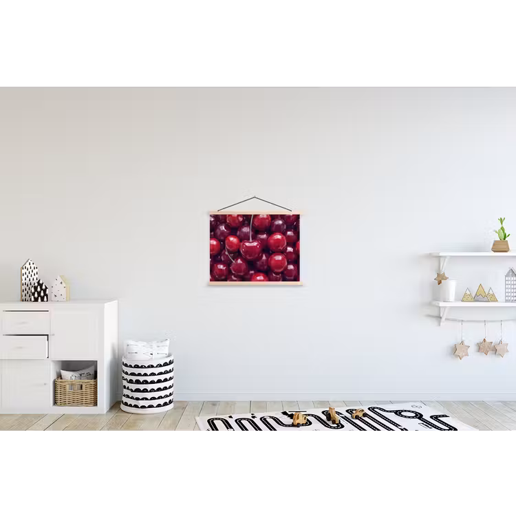 Fruit - Kersen - Eten - Modern - Rood textielposter latten blank klein -kinderkamer