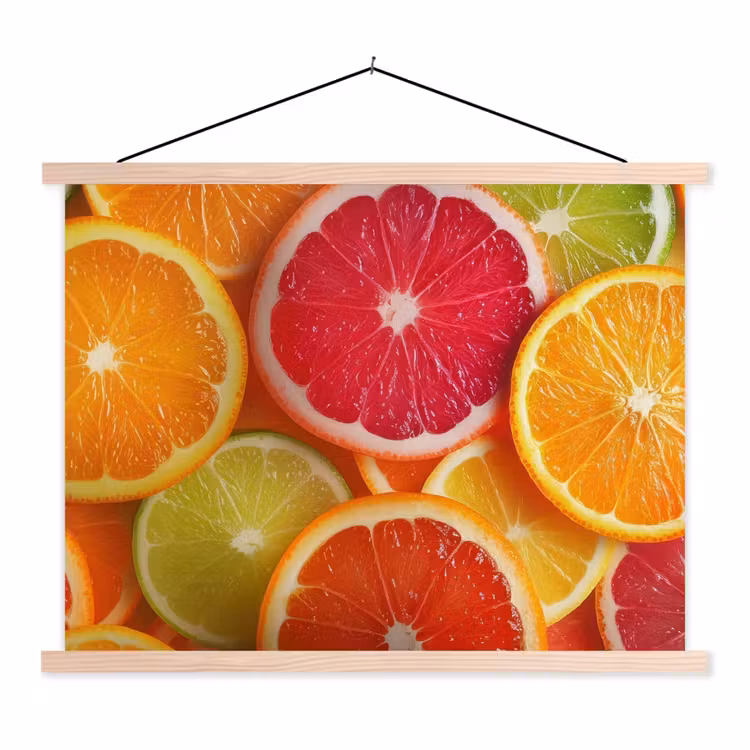 Fruit - Kleurrijk - Close up textielposter latten blank klein -3d